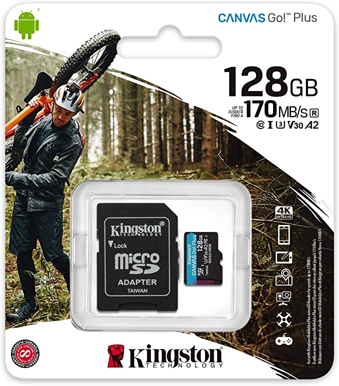 TechLogics - SDXC Card Micro 128GB Kingston UHS-I U3 Canvas Go! Plus