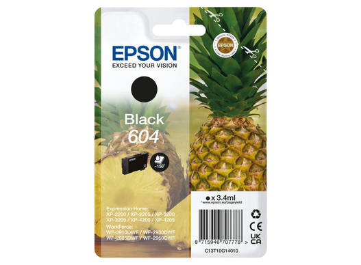 TechLogics - Epson 604 Singlepack Zwart 3,4ml (Origineel) pineapple TechLogics - Epson 604 Singlepack Zwart 3,4ml (Origineel) pineapple
