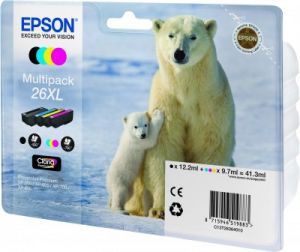 TechLogics - 26XL Series 'Polar bear' multipack containing 4 ink cartridge: black (T2621). cyan (T2632). magenta (T2633). yellow (T2634). in RS blister pack.
