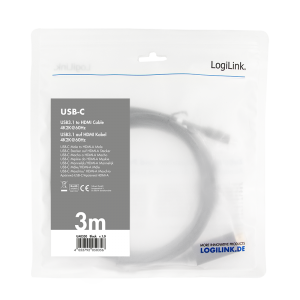 TechLogics - USB-C 3.2 (M) --> HDMI (M) 3.00m LogiLink