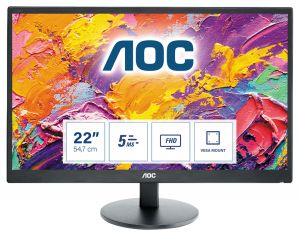 TechLogics - AOC Basic-line E2270SWHN LED display 54,6 cm (21.5) 1920 x 1080 Pixels Full HD Flat Mat Zwart