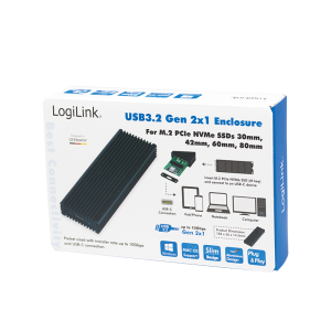 TechLogics - M.2 PCIe NVMe Logilink SSD-behuizing USB3.2-Gen2/Zwart