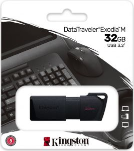 TechLogics - USB 3.2 FD 32GB Kingston DataTraveler Exodia M Zwart
