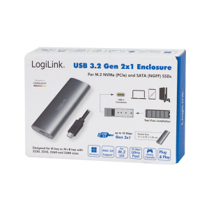 TechLogics - M.2 PCIe NVMe Logilink SSD-behuizing USB-C / Zwart