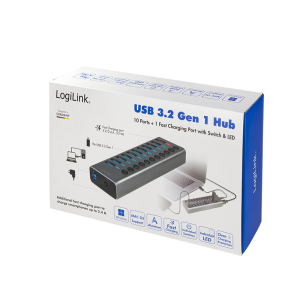 TechLogics - LogiLink 11 Port, USB-B --> USB-A 3.0 actief+schakelaars