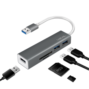 TechLogics - LogiLink 3 Port, USB-A --> USB-A 3.0 + cardreader
