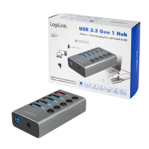 TechLogics - LogiLink 5 Port, USB-B --> USB-A 3.0 actief+schakelaars