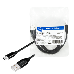 TechLogics - USB 2.0 A <--> Micro-USB 1.00m LogiLink Zwart