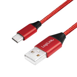 TechLogics - USB 2.0 C <--> USB-A 1.00m LogiLink Rood