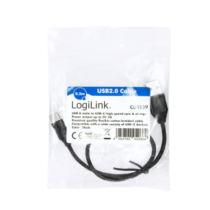 TechLogics - USB 2.0 C <--> USB-A 1.00m LogiLink Zwart