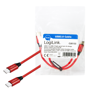 TechLogics - USB 2.0 C <--> USB-C 0.30m LogiLink Rood