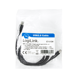 TechLogics - USB 2.0 C <--> USB-C 0.30m LogiLink Zwart