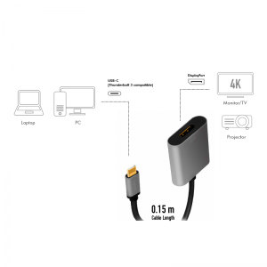 TechLogics - USB 3.2 Gen1 C --> DP(F) 0.15m LogiLink 4K