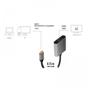 TechLogics - USB 3.2 Gen1 C --> HDMI(F) 0.15m LogiLink 4K