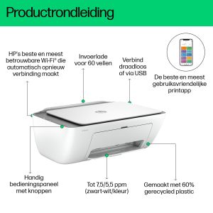 TechLogics - HP Deskjet 2820e AIO / WLAN / Wit-Grijs
