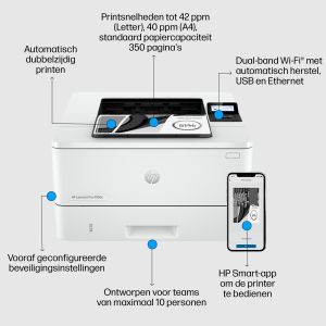 TechLogics - HP LaserJet Pro 4002dn printer, Zwart-wit, Printer voor Kleine en middelgrote ondernemingen, Print, Dubbelzijdig printen; Eerste pagina snel gereed; Energiezuinig; Compact formaat; Optimale beveiliging