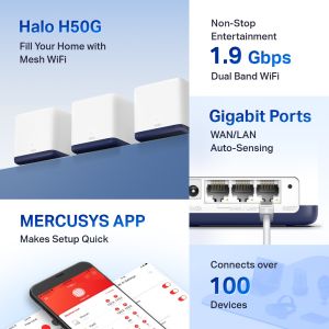 TechLogics - MERCUSYS Mesh HALO H50G - AC1900 Gigabit set van 3