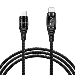 TechLogics - USB 2.0 C <--> USB-C 2.00m LogiLink Zwart, OLED display