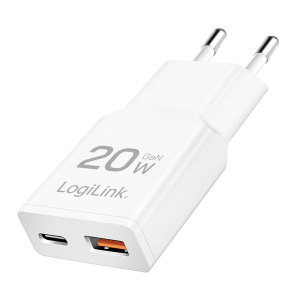 TechLogics - Lader 230V 1xUSB-C 20W+1xUSB-A 18W LogiLink Zwart