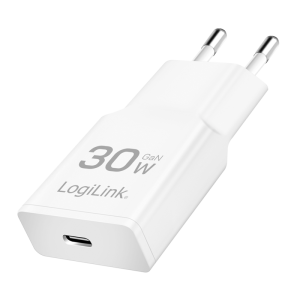 TechLogics - Lader 230V 1xUSB-C 30W LogiLink Wit (slim)