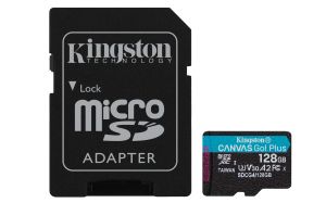 TechLogics - SDXC Card Micro 128GB Kingston U3 V30 A2 Canvas Go! Plus