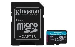 TechLogics - SDXC Card Micro 256GB Kingston U3 V30 A2 Canvas Go! Plus