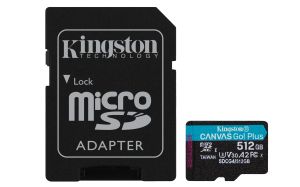 TechLogics - SDXC Card Micro 512GB Kingston U3 V30 A2 Canvas Go! Plus