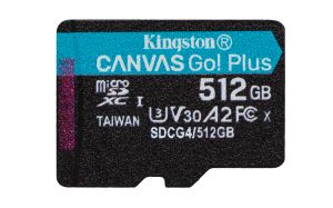 TechLogics - SDXC Card Micro 512GB Kingston U3 V30 A2 Canvas Go! Plus