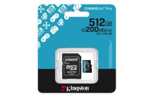 TechLogics - SDXC Card Micro 512GB Kingston U3 V30 A2 Canvas Go! Plus