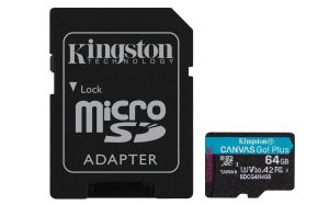 TechLogics - SDXC Card Micro 64GB Kingston U3 V30 A2 Canvas Go! Plus