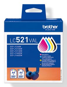 TechLogics - Brother LC-521VAL Value Pack 4x 500 pagina´s (Origineel)