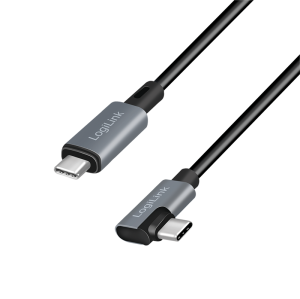 TechLogics - USB-C 2.0(M) 90° <> USB-C(M) 3.0m LogiLink 100W zwart