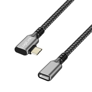 TechLogics - USB-C 3.2(M) 90° <> USB-C(F) 2.0m LogiLink 100W zwart